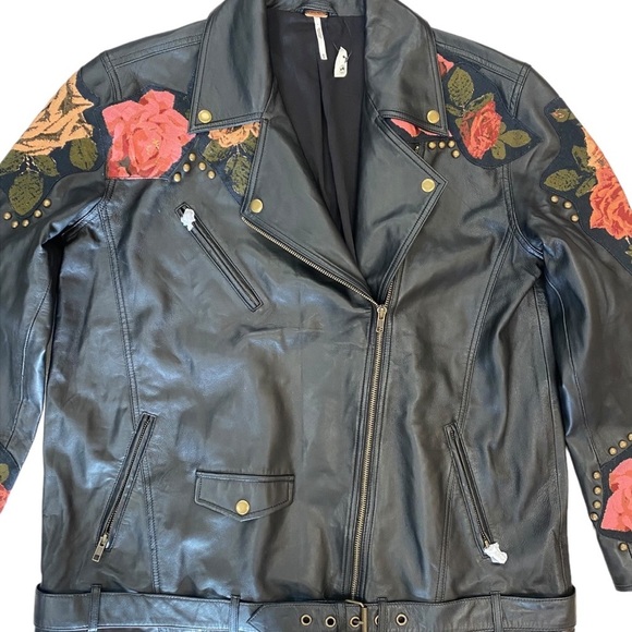 NWT Free People Rebel Rose Moto Jacket in Black Size Medium - Picture 8 of 14